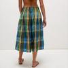 Women's Summer Boho Plaid Culotte Pants Casual Wide Leg Palazzo Trousers Baggy Cropped Gingham Capris Pants with Pockets