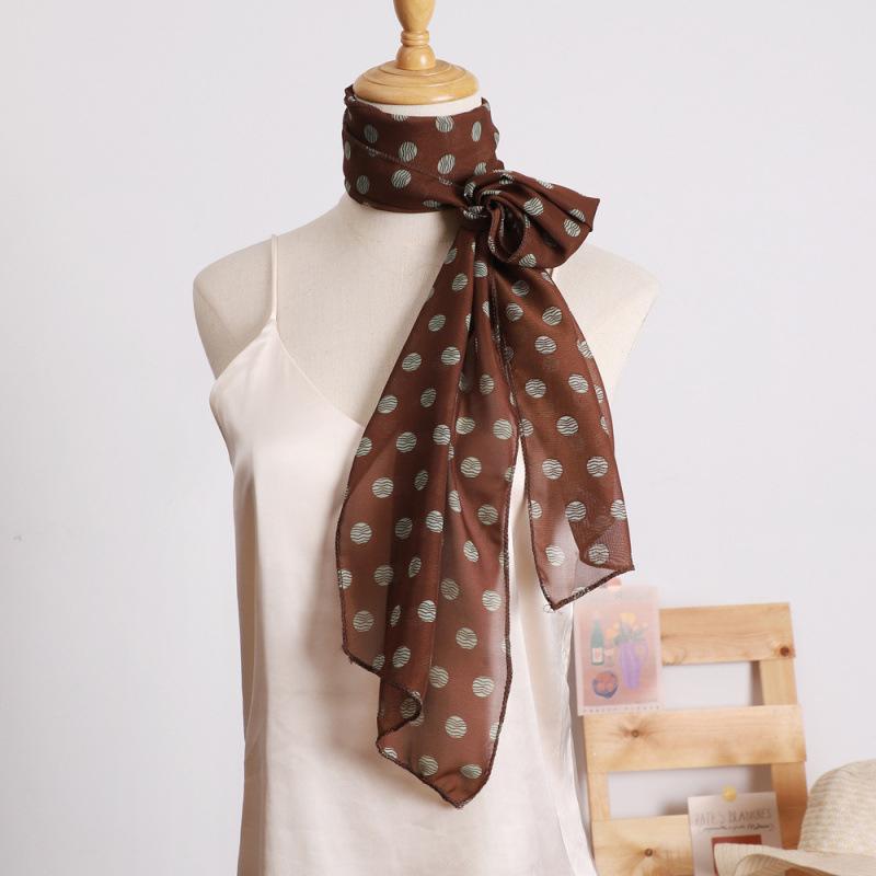 Small Long Polka Dot Scarf Printed Loose Streamer for Women Spring and Autumn Versatile Decorative Scarf Simple Hairband