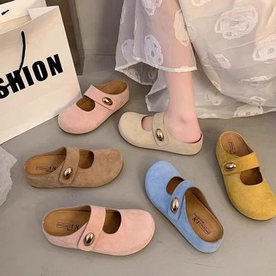 Модные ретро туфли с круглым носком на плоской подошве с мелким вырезом, женские весенне-летние новые универсальные туфли Мэри Джейн