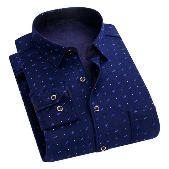 Мужская осенне-зимняя рубашка в клетку с принтом в тон, толстый плюш с длинными рукавами и лацканами, однобортный кардиган, деловой стиль, отец средних лет