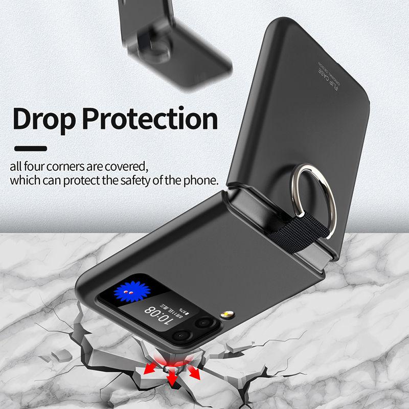 Модный чехол для телефона, удобный для кожи, для Samsung Galaxy Z Flip 4, ультратонкий противоударный ультратонкий чехол с кольцевой линзой и защитным чехлом для экрана