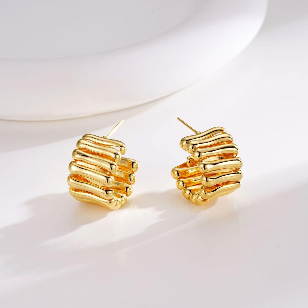 «Золотые геометрические серьги в европейском и американском стиле с иглами из 18-каратного золота и меди и серебра 925 пробы»