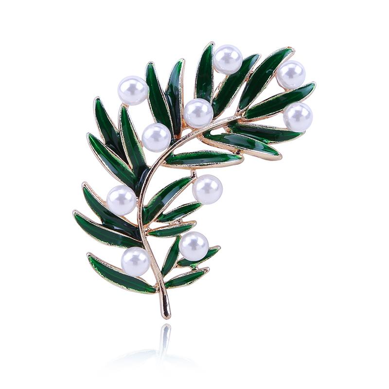Новые свежие жемчужные броши в виде листьев, бамбуковая эмалированная брошь, булавки для женщин и мужчин, украшение для вечеринки, модные ювелирные аксессуары