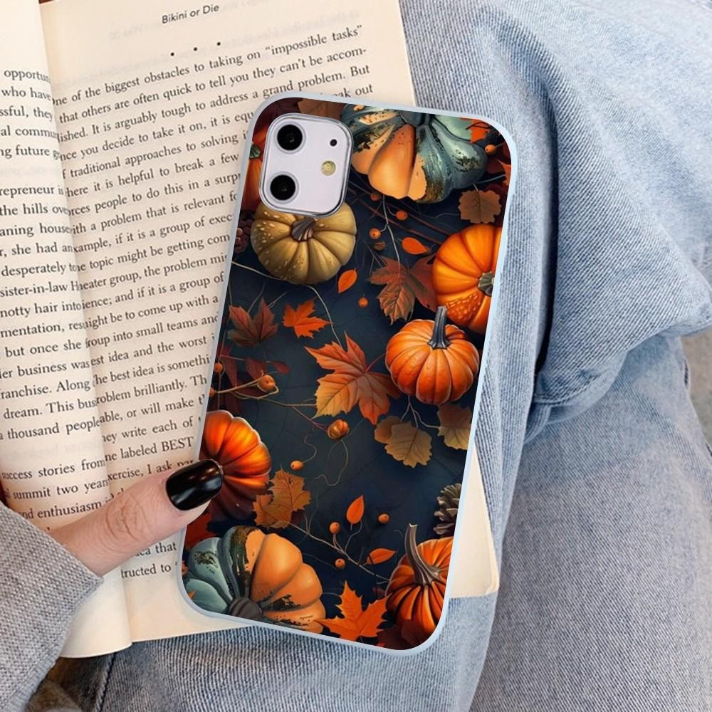 Чехол для телефона 'Тыква Счастливая Осень' для IPhone 14 11 12 13 Mini Pro Xs Max 8 7 6 6S Plus X XR, однотонный цвет конфеты