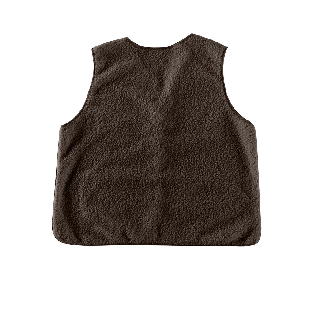 Женская мода повседневный свободный женский короткий зимний жилет из овечьей шерсти