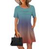 Женское летнее платье с градиентным принтом тай-дай, повседневное платье с короткими рукавами и круглыми карманами с завязками