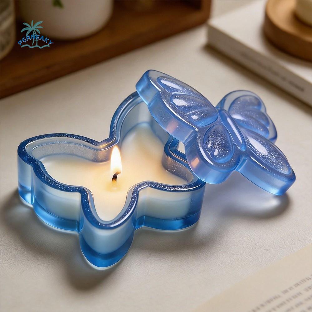 Non-stick Butterfly Storage Box Mold Bowknot Shape Soft Silicone Candle Cup Mold with Lid DIY Craft Soap Mould Gift Making