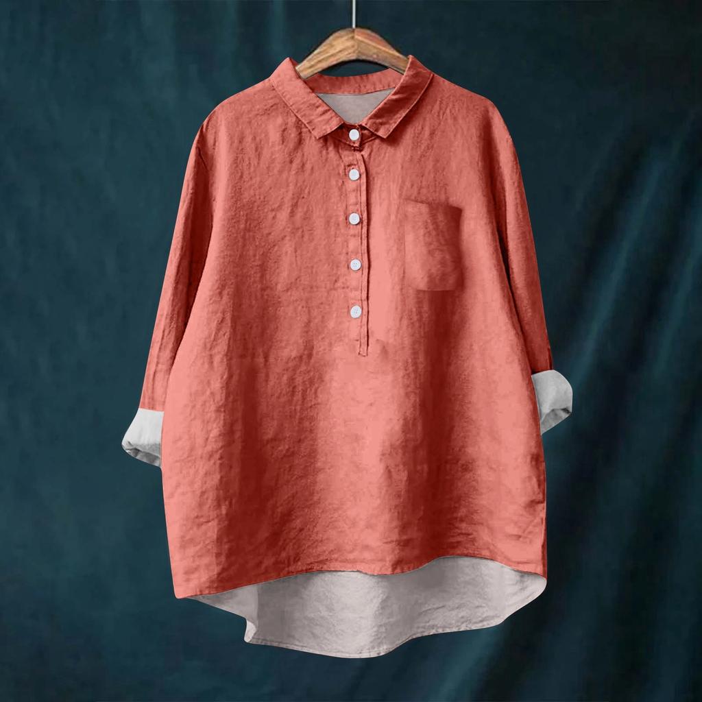 Женская рубашка-блузка с длинными рукавами и пуговицами, однотонный повседневный подол, нестандартный воротник рубашки