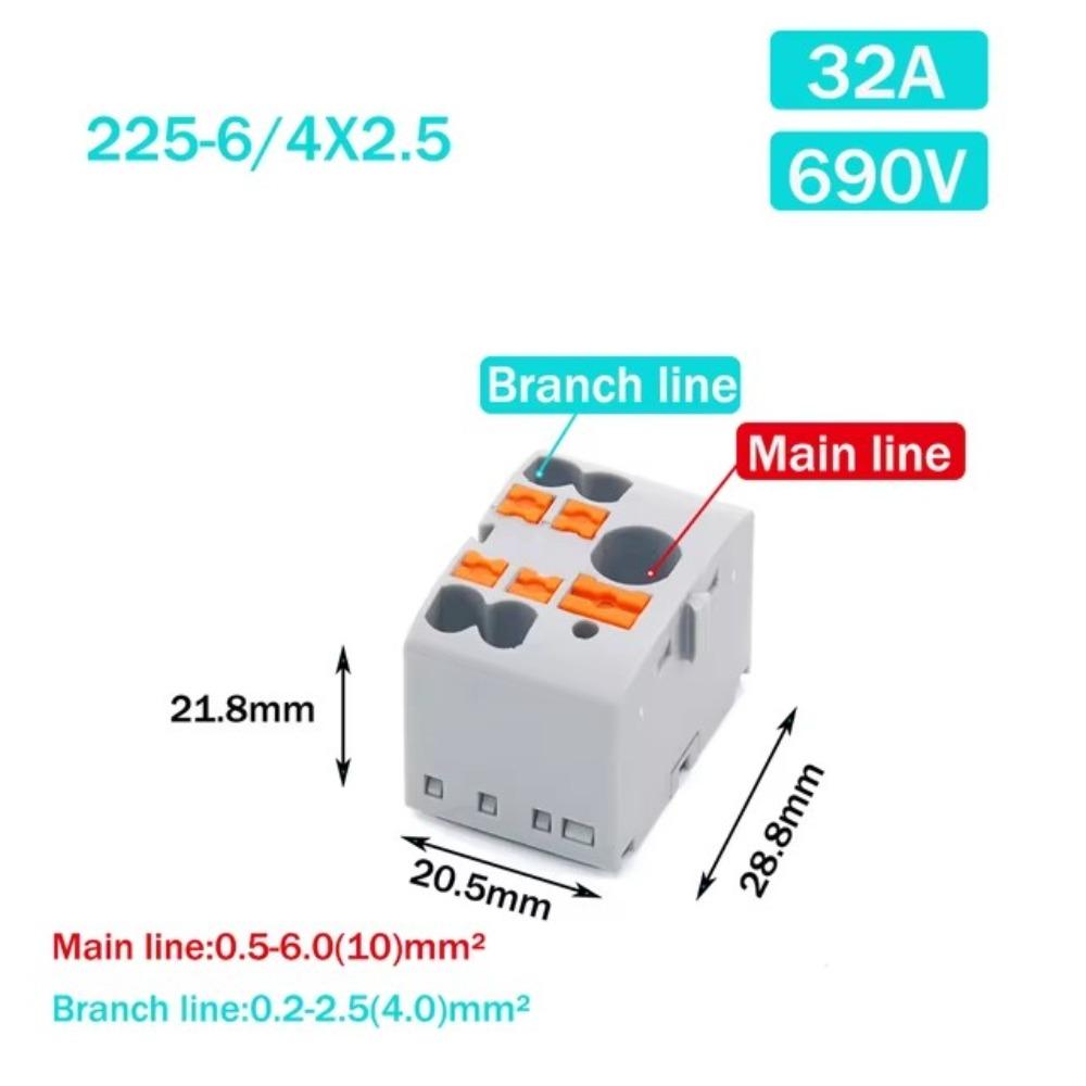Один вход, несколько выходов, проводные электрические соединители PTFIX 2,5 мм, распределительный блок, монтаж на DIN-рейку