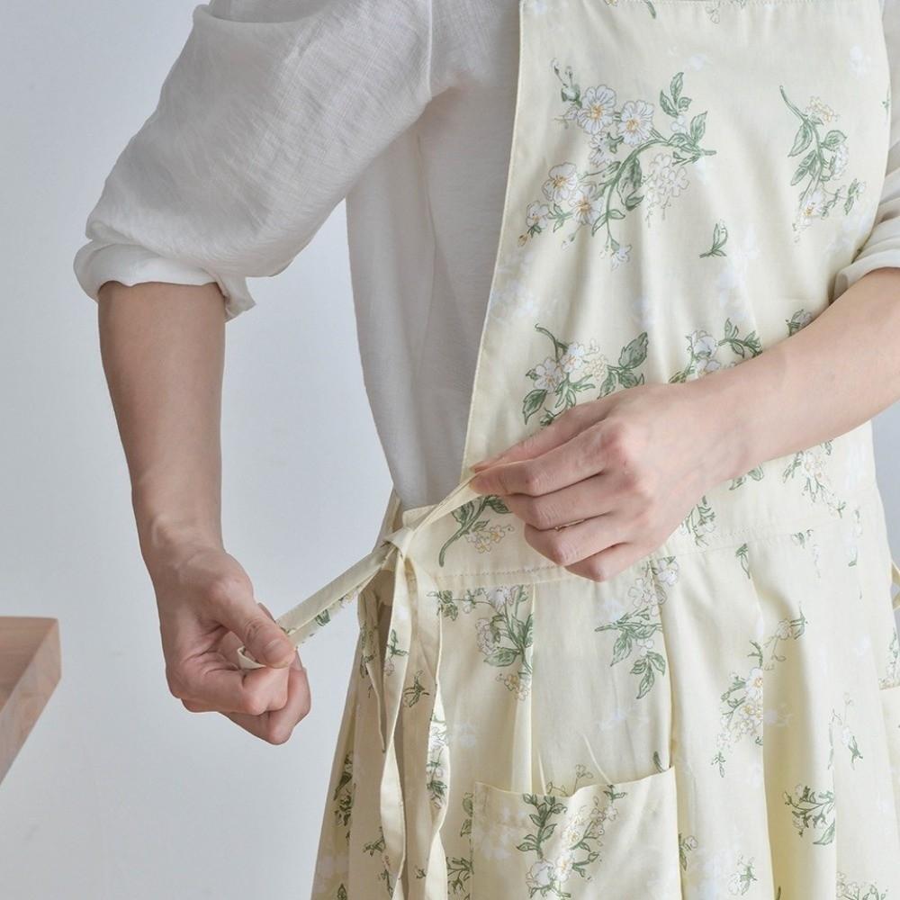Pure Cotton Cotton Apron Floral Pattern Korean-style Apron Vintage Girls Apron Gardening Works