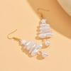 Christmas Baroque Irregular Imitation Pearl Stacked Star Tree Drop Earrings for Women Xmas Tree Earring Holiday Zircon Gift