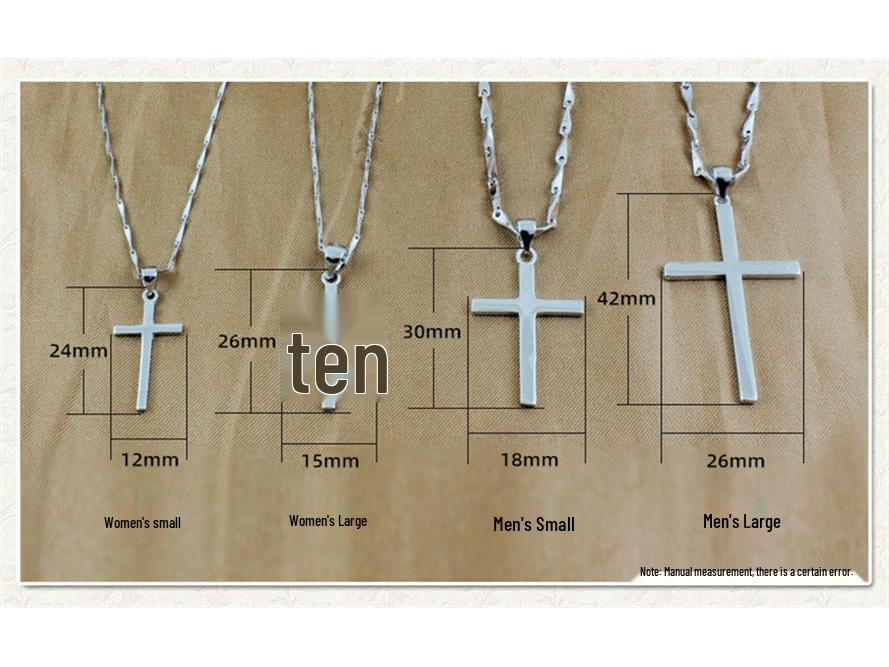 S925 Sterling Silver Smooth Cross Pendant Necklace for Men and Women - Versatile Long Sweater Chain