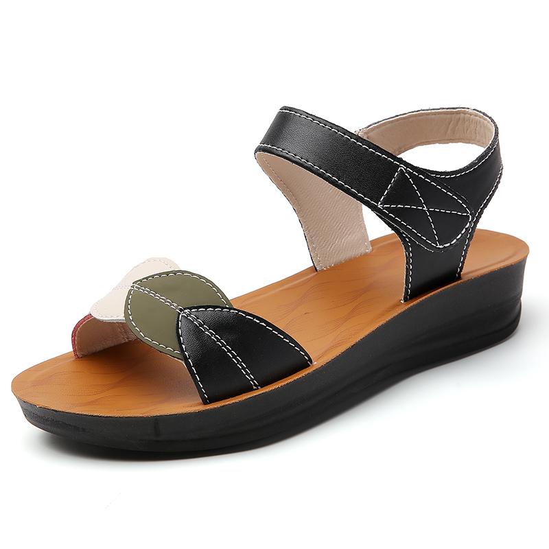 Женские летние римские сандалии на плоской подошве, нарядные повседневные сандалии с открытым носком для девочек, большие размеры