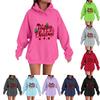 Women's Casual Comfortable Neck Hooded Long Sleeve Christmas Print Warm Sweatshirt
