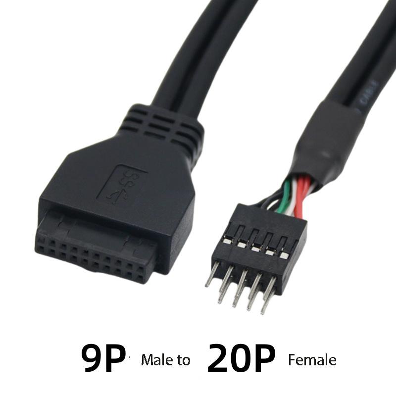 Motherboard 9PIN to 20PIN Flex Cable USB2.0 to USB3.0 Data Transfer Copper Convert Wire for PC Computer Case Extend Cord Adapter