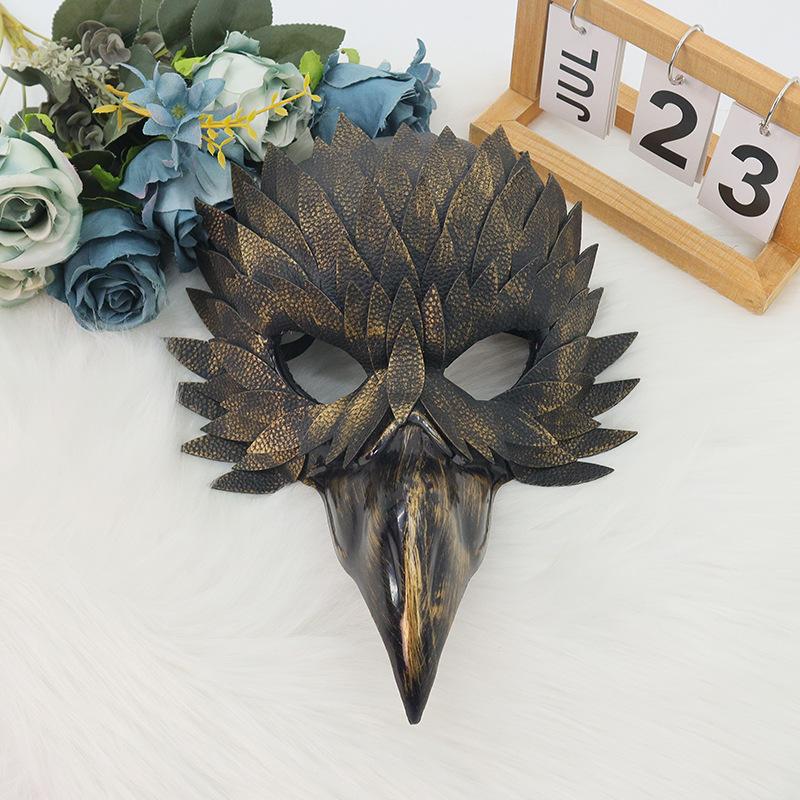 Halloween Exquisite Bird Beak Mask Masquerade Carnival Black Half Face Owl Feather Mask Props