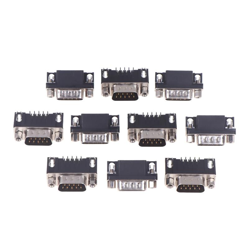 ГОРЯЧИЙ 10 шт. DR9 Разъем D-Sub 9 Pin Прямоугольный Приваренный Разъем RS232 90 Градусов Изогнутая Игла DR9