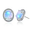 Opal Inlaid Stud Earrings For Women, Japan And Korea Oval Versatile Zircon Stud Earrings, Simple Temperament, Personality, Cross-Border