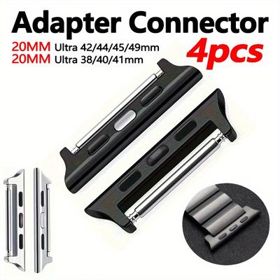 4 шт. 20 мм разъемов для часов, адаптер из нержавеющей стали, i Watch S1 2 3 4 5 6 7 8, разъем из нержавеющей стали 38/40/41/42/44/45/49 мм, идеально подходит для подарков