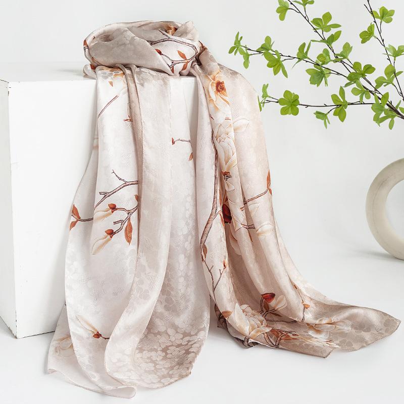 Mulberry Silk Silk Scarf Gift Box Spring and Summer Versatile Xiangyang Oil Color Printing Long Yarn Sunscreen Shawl