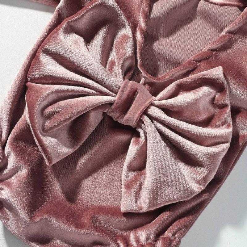 Infant Girl Photoshoots Romper with Large Back Bowknot and Matching Headwear Set Newborns Photography Jumpsuit