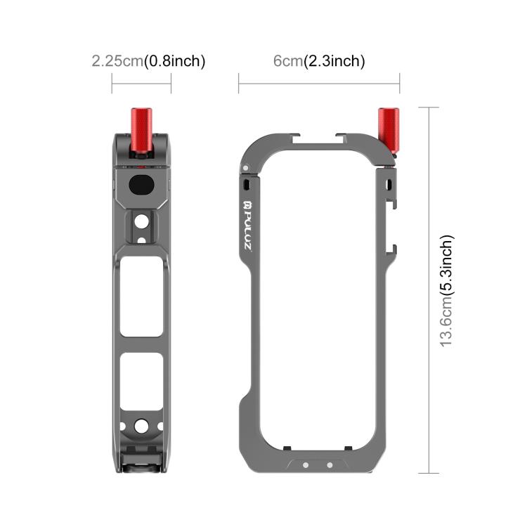 Для Insta360 X4 Air PULUZ Металлическая Защитная Клетка Рама Расширения с Базами для Холодного Ботинка и Крышкой для Объектива (серый)