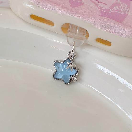 Yousheng Star-Shaped Phone Dust Plugs Type-C Port Covers with Charm Pendant Reusable Dust Plugs for Protecting Against Dirt Moisture