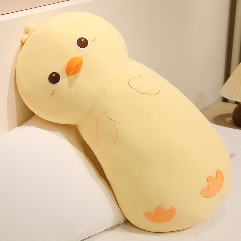 Ice Silk Cartoon Animal Plush Pillow Stuffed Yellow Duck Pink Pig Blue Elephant Long Bolster Plushie Sleeping Companion Gift