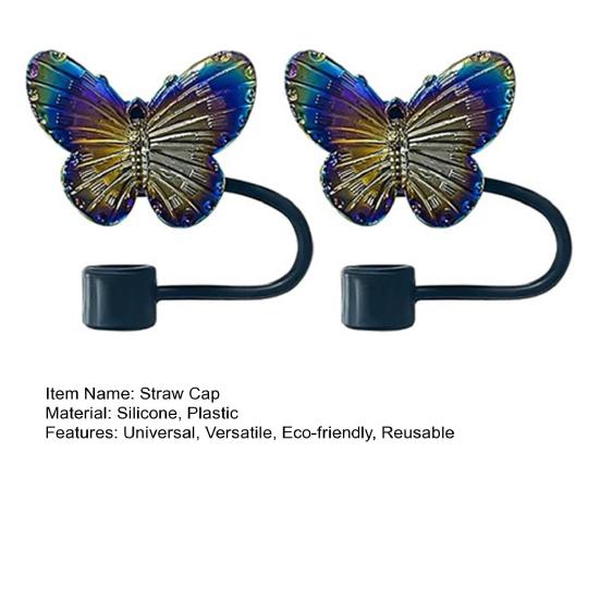 2 шт. Насадки-бабочки на соломинку 10 мм для стакана 30/40 унций, многоразовая соломинка для питья
