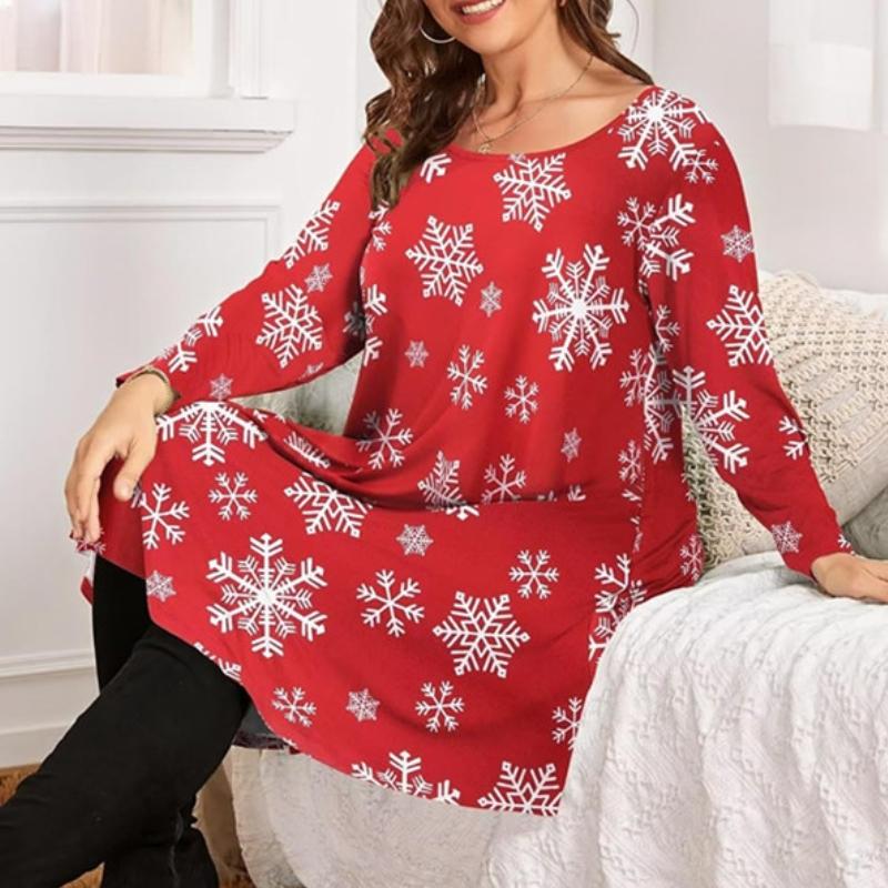 GMXIA Женская мода с рождественским принтом на рукавах, женская одежда больших размеров