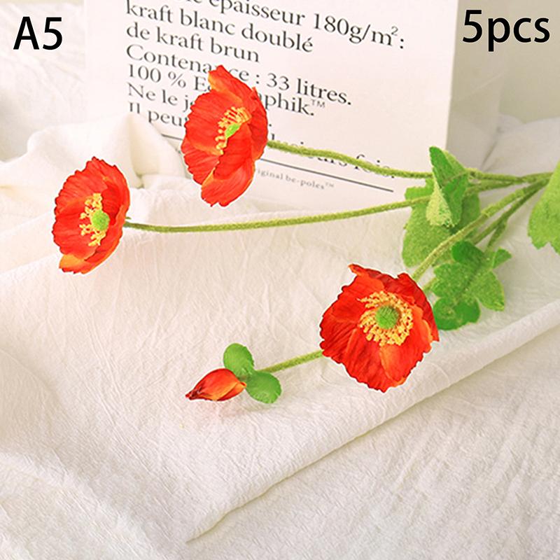 Красивые яркие цвета 4 головки шелковые поддельные имитация маков искусственный цветок для самостоятельного украшения дома свадебной вечеринки с листьями