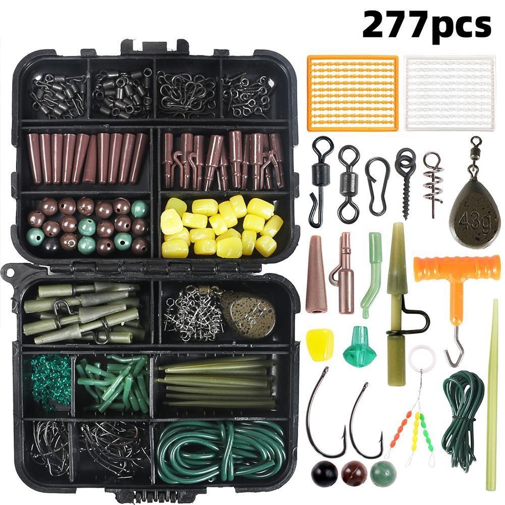 277Pcs/Set European-style Carp Fishing Accessories Kit Fishing Hook Block Bean Ring Fishing Gear Set