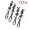 50 Pieces Stainless Steel Fishing Rolling Swivel with Hook Hook Fishing Accessories