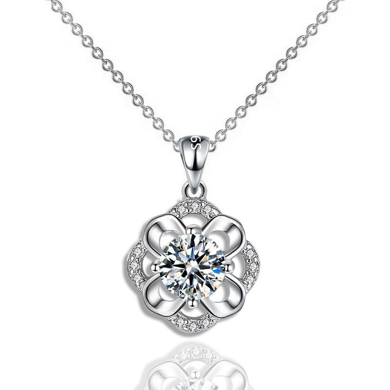 S925 Серебряное классическое ожерелье с клевером и нишей, циркониевый кулон, цепочка на ключицу