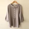 Plus Size Women's Solid Color Peter Pan Collar Lantern Sleeve Top
