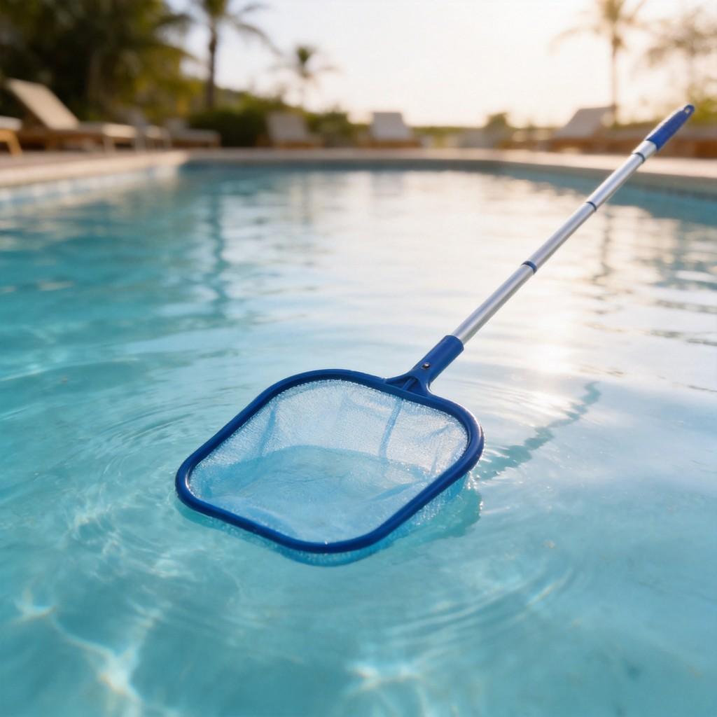 Pool Skimmer Net With Detachable Aluminum Handle For Inground And Above Ground Pools