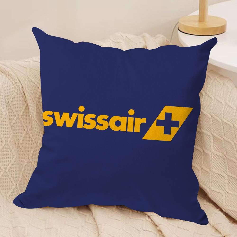 Swiss Airlines S-Swissair Cushion Cover Soft Plush Fabric Double-Sided Printed Sofa Cushion Cover for All Seasons Home DecorGift