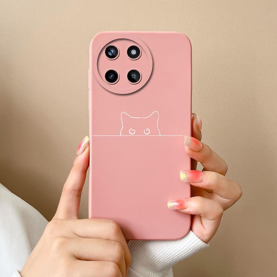 Case For OPPO Realme V15 V20 V25 V30 Narzo 50 Pro 30A 20A Liquid Soft Silicone Cartoon Pattern Shockproof Protective Matte Cute Cat For Realme Bumper