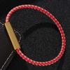 Simple Bracelet Red Pink Braided Women Leather Bracelets Stainless Steel Magnetic Clasp Bangles Jewelry Gifts BB0607