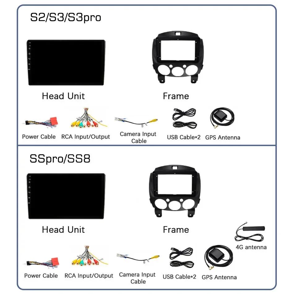 Радио 8 ГБ+128 ГБ Android 13 для Mazda2 Mazda 2 2007 2008 2009 - 2014 Автомагнитола Мультимедийный плеер Carplay Auto GPS Навигация