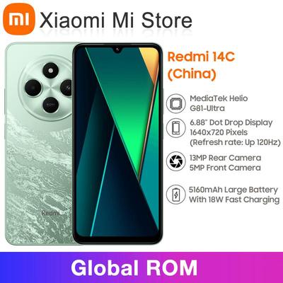 Глобальная версия Смартфон Xiaomi Redmi 14C 6,88" ЖК-дисплей 13 Мп камера MediaTek Helio G81-Ultra восьмиядерный аккумулятор 5160 мАч быстрая зарядка 18 Вт