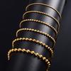 Gold Plated Stainless Steel Bead Bracelet for Women Girl Anklet Link Foot Hand Chain Ball Round Rolo Jewelry Accessories