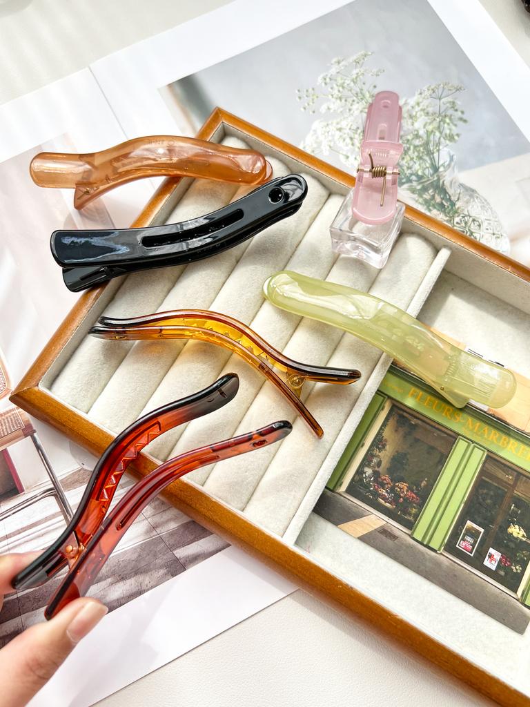 Jelly Colour Slim Bangs Clip Barrettes Duckbill Clip Women's Simple Leopard Hair Clip,Korean Hair Barrettes Hair Accessories