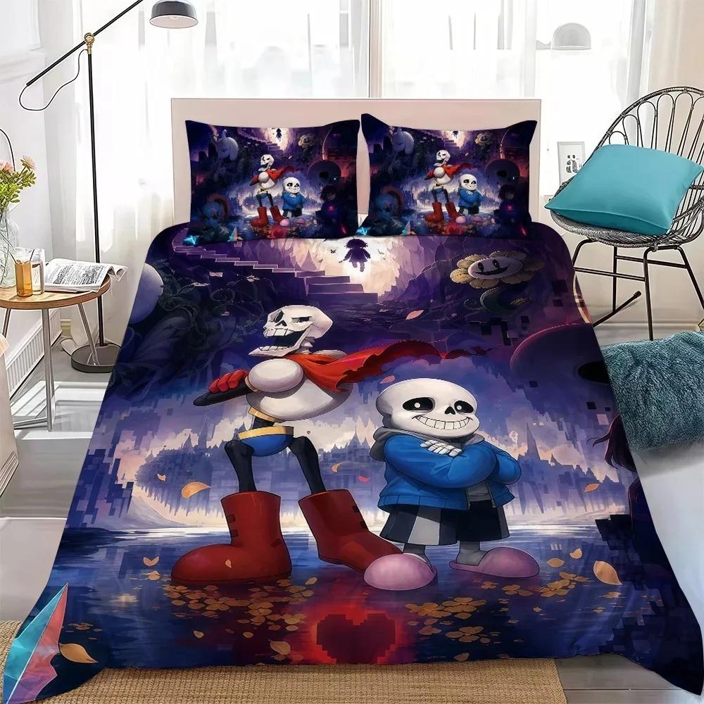 U-Undertale Мультяшный Комплект Постельного Белья Пододеяльник Набор для Детей Подростков Мальчика Украшение Спальни 2/3-предметный Комплект Односпальный Двуспальный Большие Размеры Подарок