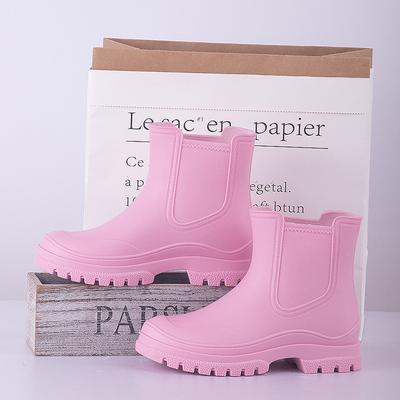 Новая модная короткая дождевая обувь женская уличная дождевая обувь модного однотонного цвета водная обувь взрослые галоши дождевые сапоги