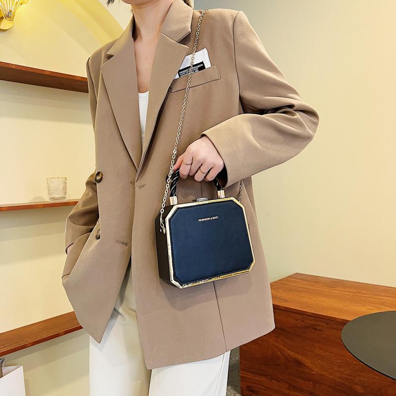 Fashion Designer Metal Square Bag Ladies Small Cell Phone Chain One Shoulder Crossbody Purse Box Evening Print Classical Solid