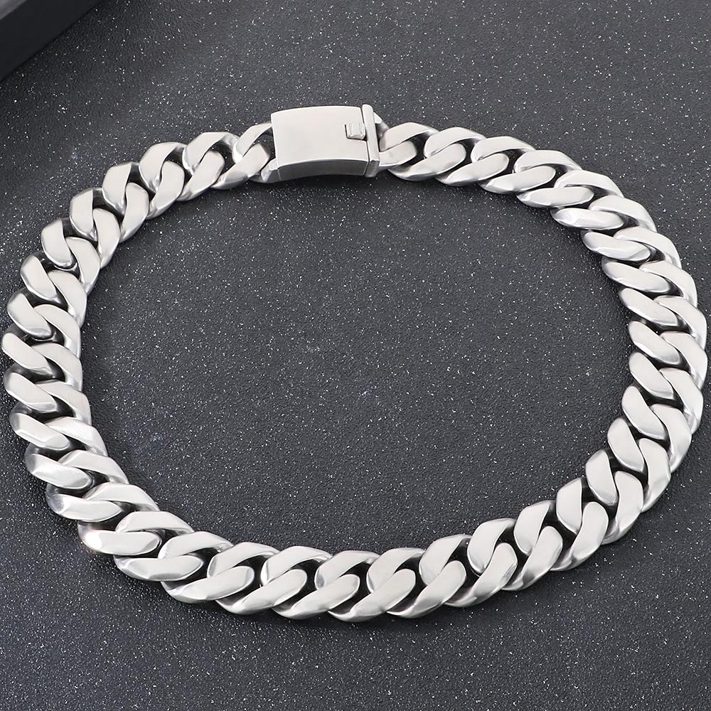 22/60CM 24MM Cuban Chain Bracelet Necklace For Men Hip-Hop Cool Black Gold Color Stainless Steel Necklaces Jewellery Accessories
