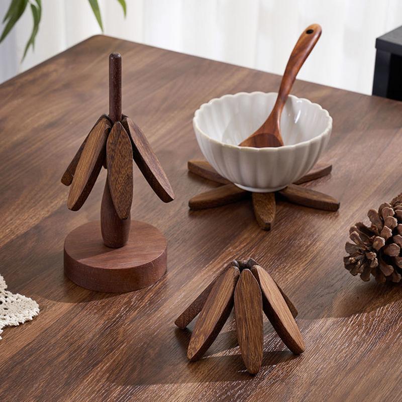 Tree Design Stand Wooden Trivets Anti Scald Heat Resistant Table Mat Coaster Wood Placemats Pot Kitchen Accessories