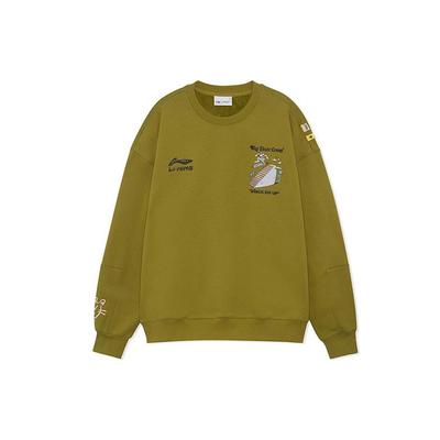 Li Ning X Steven Harrington Collaboration Series Веселый мультяшный принт Теплый флисовый свободный пуловер Зимняя толстовка Унисекс толстовка AWDRF81-2