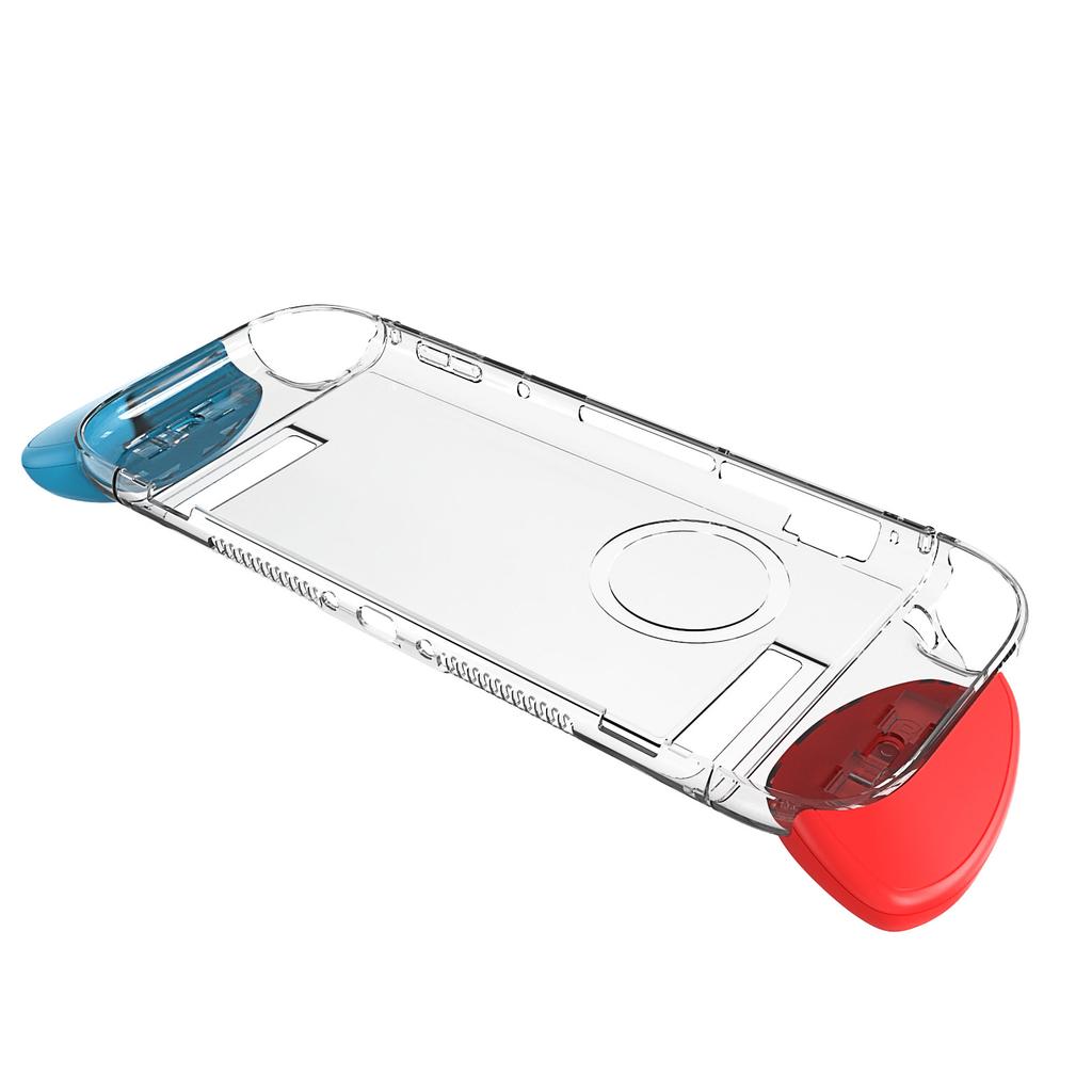 Switch 2 Transparent Case with 6 Interchangeable Grip Covers (3 Thickness Sets) - Anti-Slip Texture, Magnetic & Dock Compatible